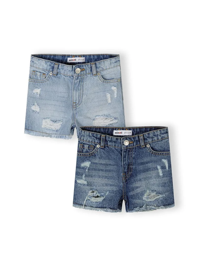 MINOTI girls denim shorts 2-pack blue adjustable waist